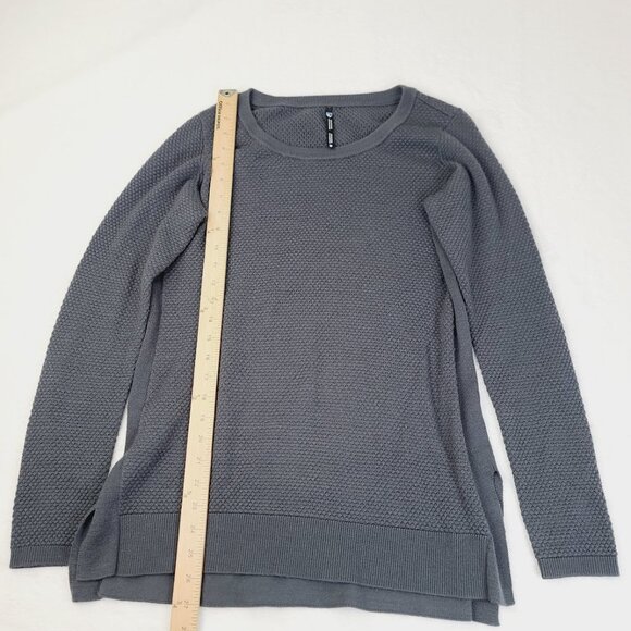 Kuhl Women's Gray Ribbed Tunic Merino Wool Crew Neck Pullover Tunic Sweater Sz M - Picture 2 of 6